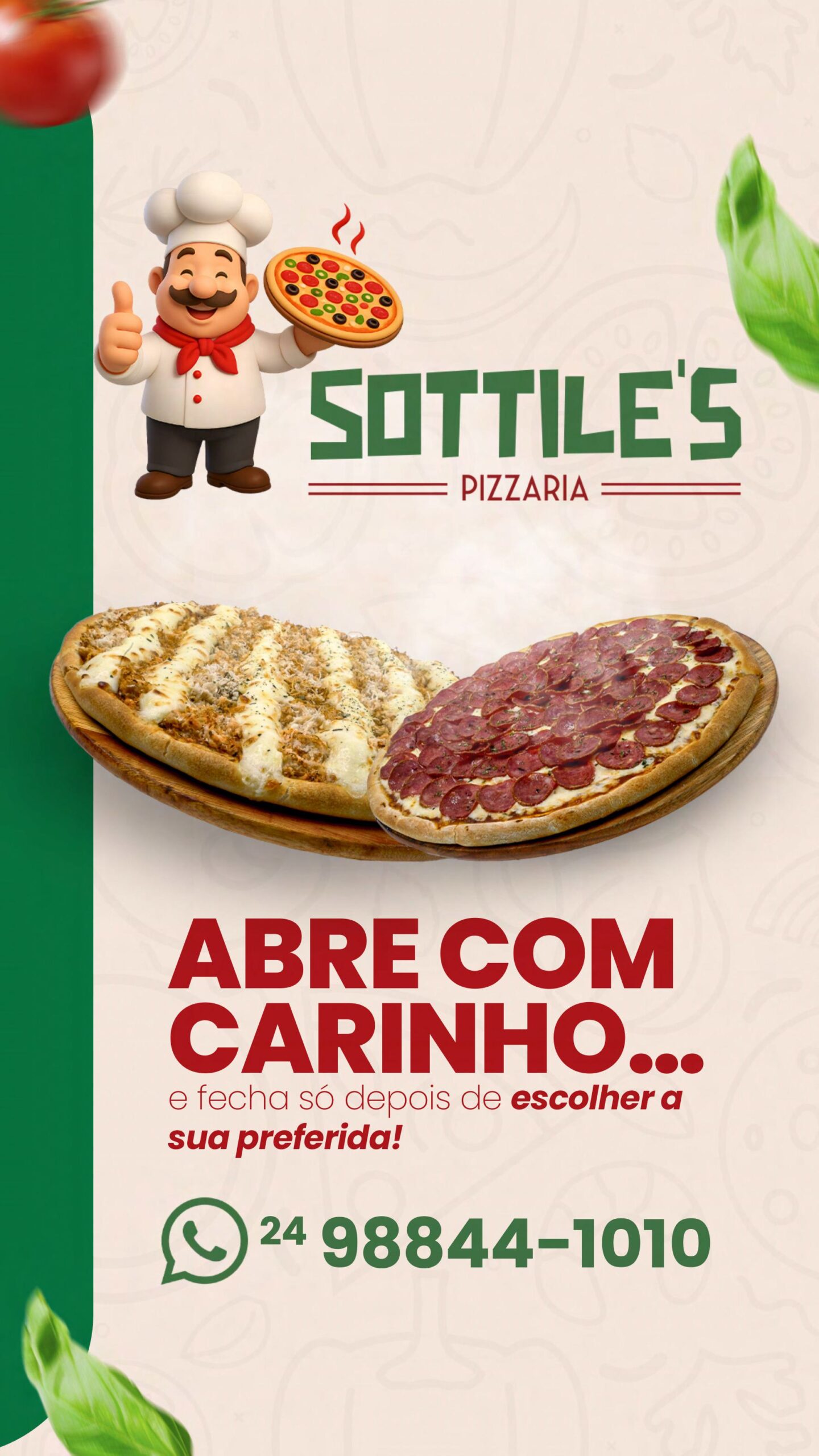 Página da capa do cardápio